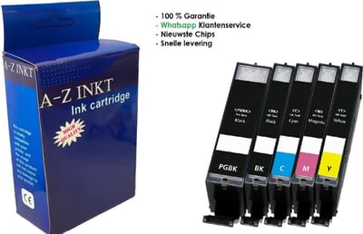 AtotZinkt Multipack voor Canon GI-550XL / CLI-551XL, Canon 550 xl pgbk 551 cartridges multipack van 5 stuks voor Pixma IP7250, IP8750, IX6850, MG5450, MG5550, MG5600, MG5650, MG5655, MG6350, MG6450, MG6600, MG6650, MG7150, MG7550, MX720, MX925