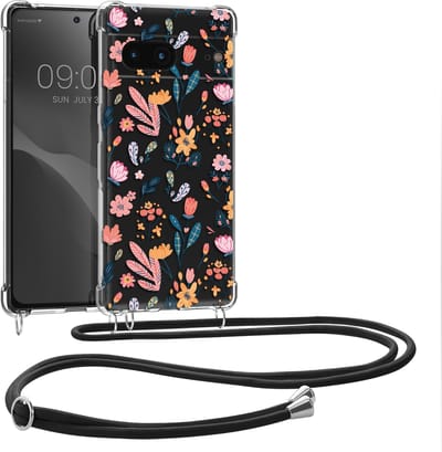 kwmobile telefoonhoesje geschikt voor Google Pixel 7 - Hoesje met telefoonkoord - Back cover voor smartphone - Case in poederroze / geel / transparant