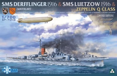 Takom Modelbouwpakket Militaire voertuigen - SP7043 SMS Derfflinger 1916 - SMS Luetzow 1916 - Zeppelin Q Class Plastic - 1:700 - Modelbouw