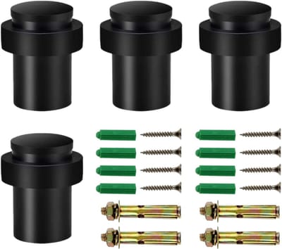 Deurstops - Deur Bumpers - Muren Beschermen - Zwaar Roestvrij Staal - 4 Stuks - Zwart