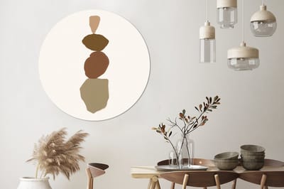WallCircle® Wandcirkel 140x140 cm - Muurcirkel Bruin - Design - Vlekken - Muurdecoratie woonkamer - Wanddecoratie slaapkamer - Kamer decoratie accessoires - Ronde schilderijen