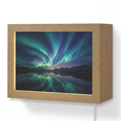 Wandlamp 20x15 cm - Oplaadbaar - Noorderlicht - Kleurrijk - Bergmeer - Wandlampen binnen woonkamer - Slaapkamer lamp met kabel - Decoratieve nachtlamp - Vloerlamp snoer