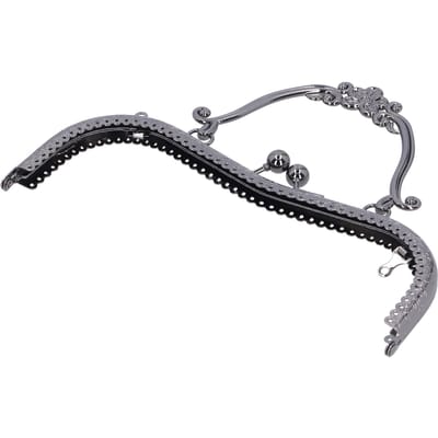 Metalen Portemonneebeugel Knipslot Retro Embossed Handvat Hardware Accessoires 20.5cm Gun Metal gray