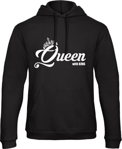 King / Queen Hoodie Big (Queen - Maat S) | Koppel Cadeau | Valentijn Cadeautje voor hem & haar
