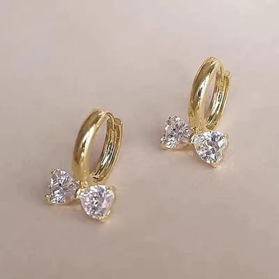 Huitan Unieke Glanzende Zirkonia Strik Ontworpen Ringoorbellen voor Vrouwen Delicaat Romantisch Accessoire Trendy Verlovingssieraden gray
