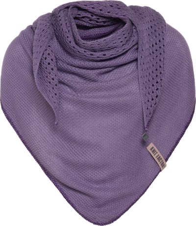 Knit Factory April Gebreide Omslagdoek - Driehoek Sjaal Dames - Katoenen sjaal - Luchtige Sjaal voor de lente, zomer en herfst - Stola - Violet - 190x85 cm