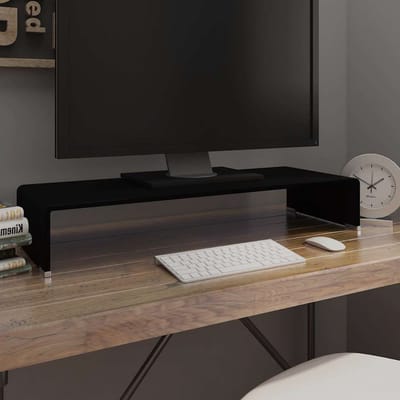 vidaXL - Tv-meubel/monitorverhoger - zwart - 80x30x13 - cm - glas