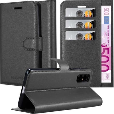 Cadorabo Hoesje geschikt voor Samsung Galaxy S20 PLUS in PHANTOM ZWART - Beschermhoes met magnetische sluiting, standfunctie en kaartvakje Book Case Cover Etui