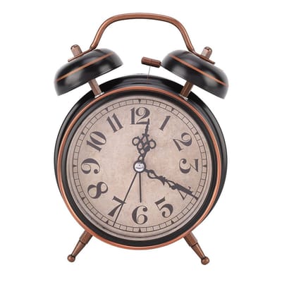 Dailygoods- Wekker Retro Design - Mechanische Klok - Stille Beweging - Lichtgewicht - Voor Slaapkamer/Bureau - 4 Inch Zwart Metaal