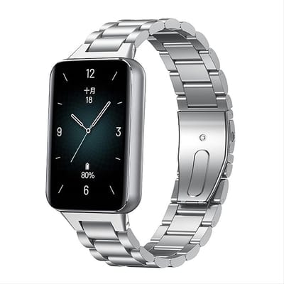 Strap-it Stalen schakel band met vlindersluiting - geschikt voor de Honor Band 9 (zilver)