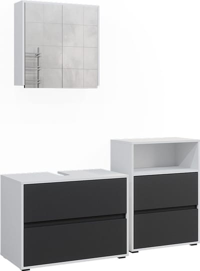 Vicco Maltin Badkamermeubelset – 3 delen Wit/antraciet