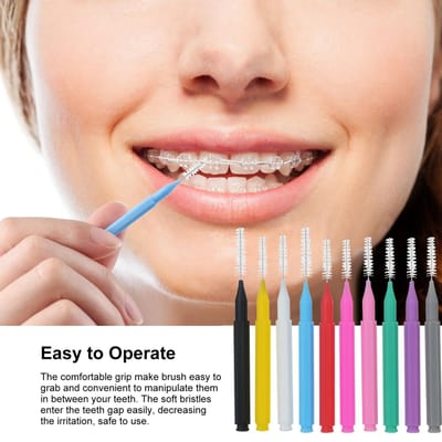 100 Pièces Brossettes Interdentaires Fil Dentaire Cure-dents Brosse pour Appareils Orthodontiques Outil de Nettoyage des Dents Soin Buccal 10 Colors multicolore