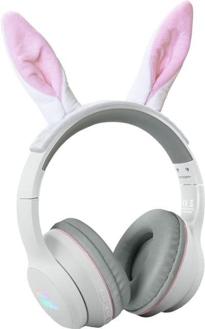 KIDYWOLF KIDYEARS Kinder Koptelefoon Konijn – 85dB, Bluetooth & Jack, Opvouwbaar, Magnetische Oortjes, 4+