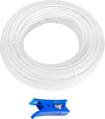 20m Witte Koelkast Slang voor Waterfilter, Osmose en Aquarium Watertoevoer - 1/4" (6.35mm) met Slang Cutter