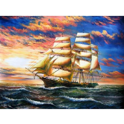 Diamant schilderij kruissteek landschap volledige boor diamant borduurwerk landschap schip handleiding hobby 20X30CM multi