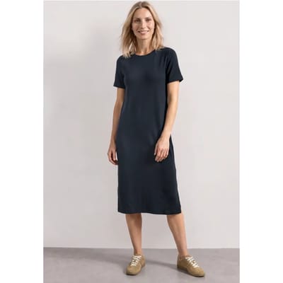 Midijurk met ribbelpatroon en ronde hals