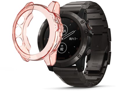 Stravo Soft Case Sport Hoesje voor Garmin Fenix 5 / Fenix 5 Plus – TPU Materiaal Bescherming – TPU Case Protectie en Beschermhoes voor Garmin Smartwatches (Oranje)