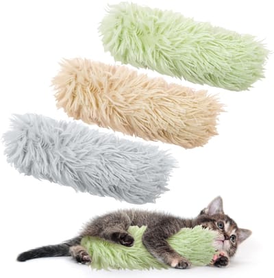 3 stuks kattenspeelgoed, kattenspeelgoedset, kattenkussen met biologisch kattenkruid, indoor kattenkussen met biologisch kattenmunt, pluche knuffelkussen, zelfbezigheid voor kittens