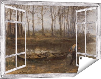 Gards Tuinposter Doorkijk De Zandschipper - Jozef Israëls - 90x60 cm - Tuindoek - Tuindecoratie - Wanddecoratie buiten - Tuinschilderij