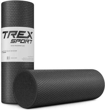 Trex Sport TX-045EPR - Foamroller - EPP - Met noppen - Voor massage en yoga - 45 cm - Zwart