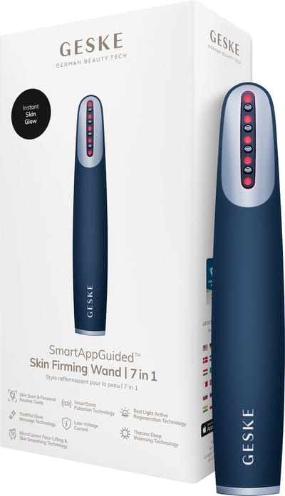 GESKE Skin Firming Wand | 7 in 1 | Anti-aging | MicroCurrent Facelift | Huidverzorging | Rimpels verwijderen voor een stevige huid | Gezichtsversteviger | Rode LED Light Technology