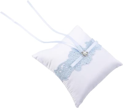 Ringkussen - Ringhouder - Bruiloft Decoratie - Met Strik Decoratie - 15x15CM - Hemelsblauw