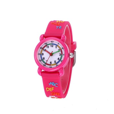 Alfabet Horloge – Kinderhorloge Letters - Giftbox - Donkerroze