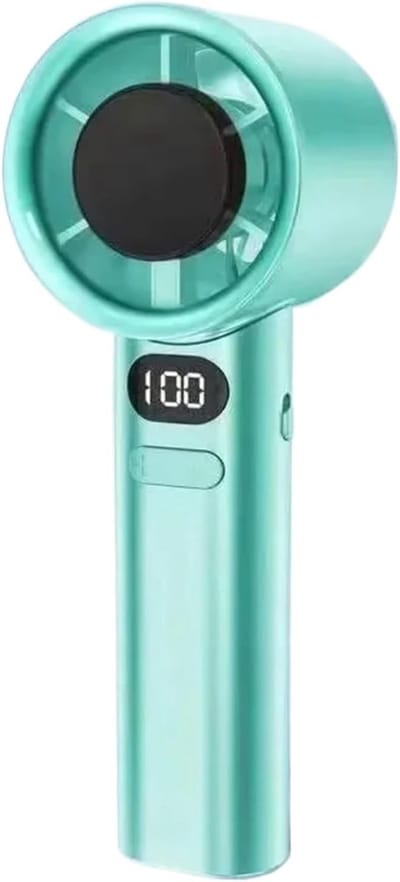Draagbare airconditionerventilator - Mini handmodel - USB oplaadbaar - Windsnelheidsregeling met 120 niveaus - Cyaan - Ventilatoren - Persoonlijke Koeling - Draagbare Zakventilator - Handventilator oplaadbaar - Kleine Ventilator Oplaadbaar