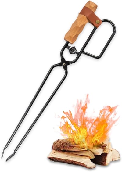 Haardtang Houtkachel - Lange Metalen Tang met Houten Greep - 47 cm Veilig Afstand - 1 stuk