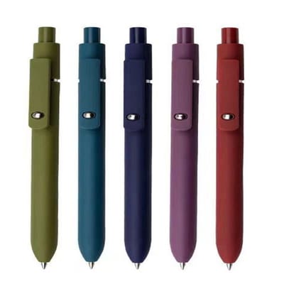 Set van 5 Gelpennen – 0,5 mm Fijne Punt – Zwarte Inkt – Comfortabele Siliconen Grip – Schrijfpennen voor School, Kantoor & Notities