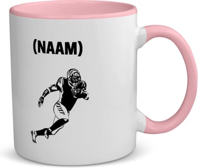 Akyol - american football met je eigen naam koffiemok - theemok - roze - American football - sport liefhebbers - nfl - verjaardag - verjaardagscadeau - mensen die houden van american football - cadeau - kado - geschenk - gift - 350 ML inhoud