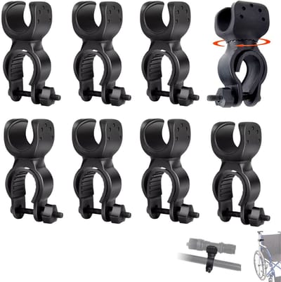Stokhouder - 8 Struks - 360° Draaibaar - Krukhouder - Crutch Holder - Stick Holder - Walking Stick Holder - Universele krukken stokbeugel - Makkelijk te Monteren - Voor Scootmobiel, Rolstoel, Fiets & Rollator