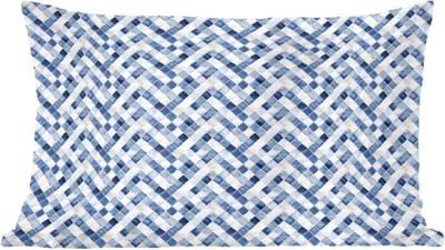 Sierkussens - Kussentjes Woonkamer - 60x40 cm - Diamant - Patroon - Blauw - Wit