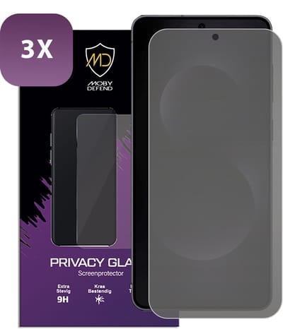 3-Pack MobyDefend Screenprotectors - Geschikt voor Samsung Galaxy S25 Edge - HD Privacy Glass Screensavers