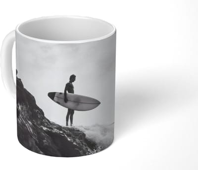 Mok - Koffiemok - Surfer - Rots - Oceaan - Golven - Mokken - 350 ML - Beker - Koffiemokken - Theemok