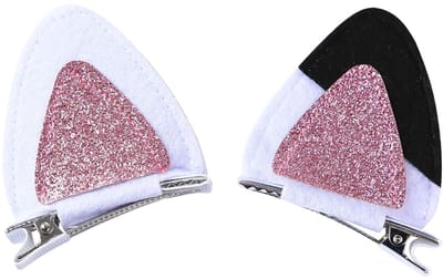 Daity Haarspeldjes met kattenoren - meisjes - grote haarspeldjes voor dames - roze glitteraccessoires - feestbenodigdheden