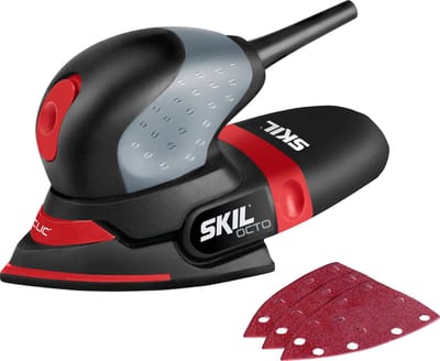 SKIL Multischuurmachine 100W - Handpalmschuurmachine - Schuurmachine Met Schuuroppervlak 151 x 102mm - Deltapunt - Stofafzuiging - Met Klithechting - Inclusief 3 Vellen Schuurpapier - Skil 7207 AA