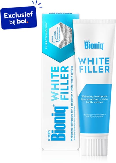 Bioniq White Filler Tandpasta – Zachte whitening met 20% kunstmatig wit tandglazuur, hydroxyapatiet – beschermt & versterkt – fluoridevrij – 1x 100 ml