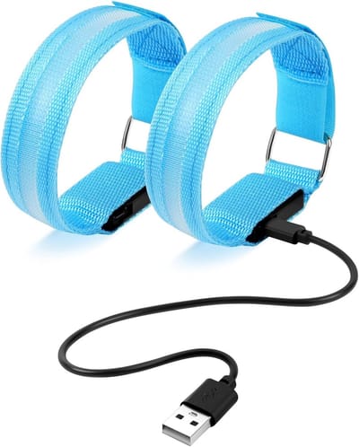 led-armbanden, oplaadbaar, USB, reflecterend, led, hardlopen, verstelbaar, veiligheidsarmband voor armen, pols, hardlopen, fietsen 2 stuks - blauw