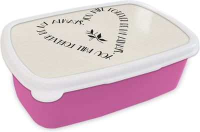 Broodtrommel Roze - Lunchbox - Brooddoos - Quotes - Liefde - Spreuken - You will forever be my always - 18x12x6 cm - Kinderen - Meisje