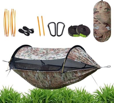 Camping Hangmat - Outdoor Slaapbed - Reizen en Ontspannen - Met Ingebouwd Muggennet - 270x140cm - Groen