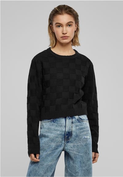Urban Classics - Check Knit Sweater/trui - XXL - Zwart