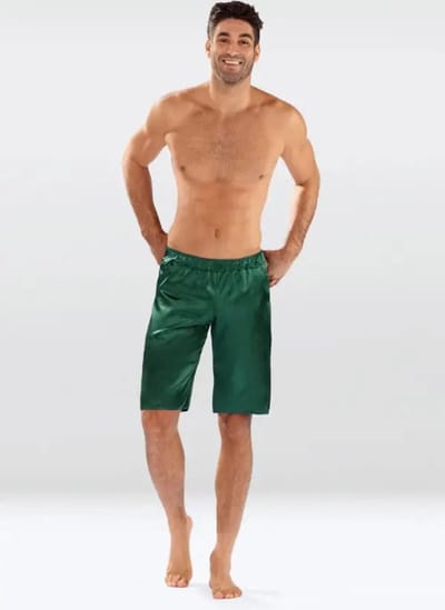 Korte satijnen herenbroek, pyjama satijn voor heren, DKaren Zeus, groen L