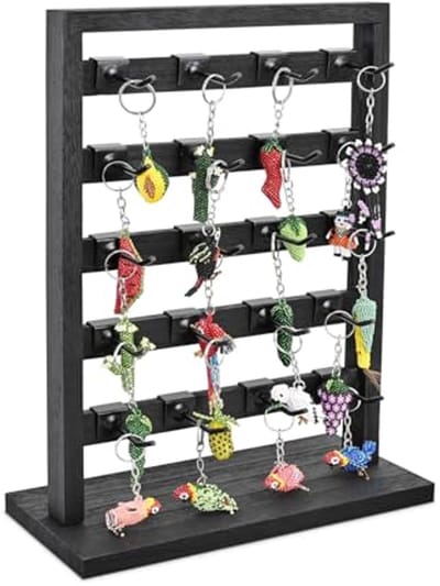 Houten sieraden display rek met 20 afneembare haken voor oorbellen en accessoires