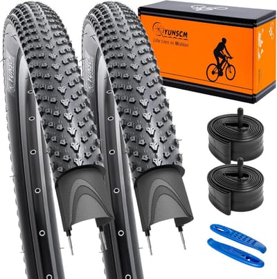 2x 26 inch Fietsbanden Set (26x1.90-2.00) - Lekbestendige 60TPI Nylon Buitenbanden met Binnenbanden (AV 32mm)