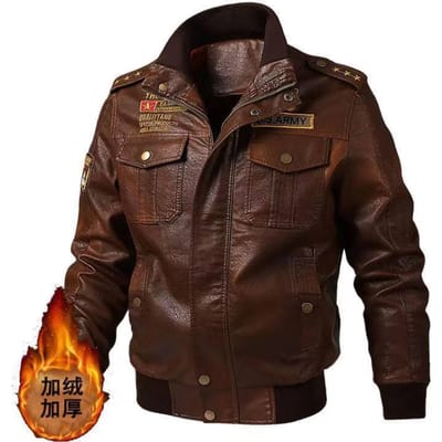 Leren Mannen Lente en Herfst Nieuwe Pu Lederen Jas Mannen Motorjas M brown