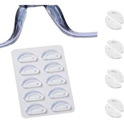 Lot de 5 paires de plaquettes nasales antidérapantes en silicone souple pour lunettes et lunettes de soleil à monture en plastique blanc