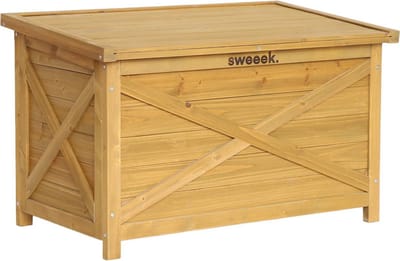 sweeek - Houten opbergkist 80 cm, naturel, b80 x d48 x h50cm, inhoud 100l