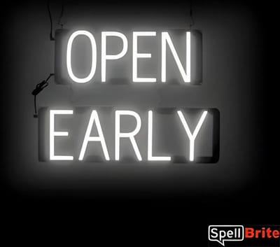 OPEN EARLY - Lichtreclame Neon LED bord verlicht | SpellBrite | 53 x 38 cm | 6 Dimstanden - 8 Lichtanimaties | Reclamebord neon verlichting