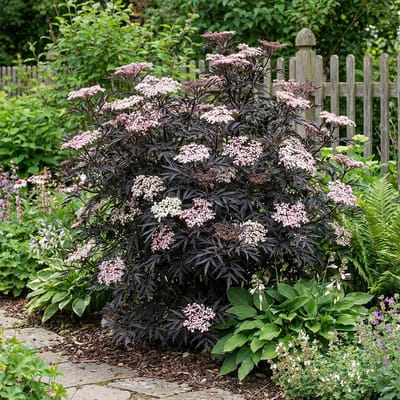 Bloomique - Sambucus Nigra Black Lace - Gewone Vlier - Tuinplanten - Winterhard - Hoogte 30-40 cm - Pot 19 cm